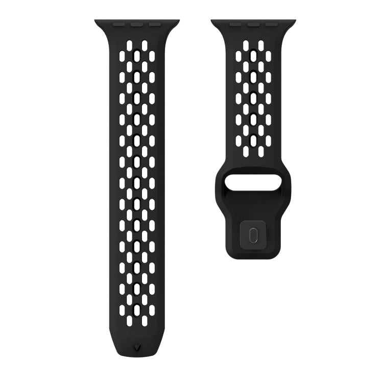 For Apple Watch SE 2023 44mm Oval Holes Fluororubber Watch Band(Black) - Watch Bands by PMC Jewellery | Online Shopping South Africa | PMC Jewellery