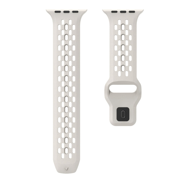 For Apple Watch SE 2023 44mm Oval Holes Fluororubber Watch Band(Starlight) - Watch Bands by PMC Jewellery | Online Shopping South Africa | PMC Jewellery