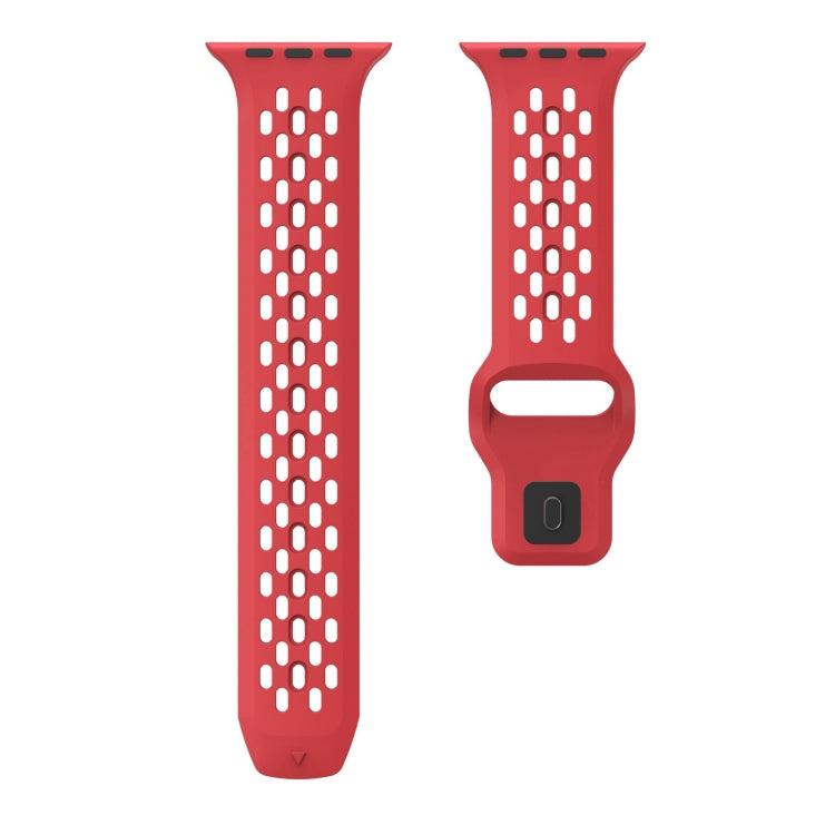 For Apple Watch Ultra 2 49mm Oval Holes Fluororubber Watch Band(Red) - Watch Bands by PMC Jewellery | Online Shopping South Africa | PMC Jewellery