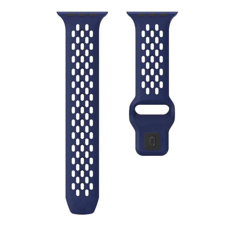 For Apple Watch Series 9 45mm Oval Holes Fluororubber Watch Band(Midnight Blue) - Watch Bands by PMC Jewellery | Online Shopping South Africa | PMC Jewellery