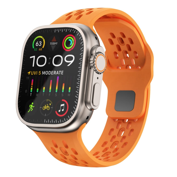 For Apple Watch Ultra 49mm Oval Holes Fluororubber Watch Band(Orange) - Watch Bands by PMC Jewellery | Online Shopping South Africa | PMC Jewellery