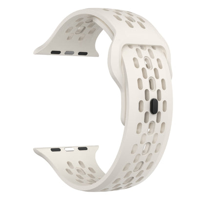 For Apple Watch Series 8 45mm Oval Holes Fluororubber Watch Band(Starlight) - Watch Bands by PMC Jewellery | Online Shopping South Africa | PMC Jewellery