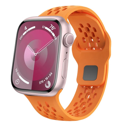 For Apple Watch SE 44mm Oval Holes Fluororubber Watch Band(Orange) - Watch Bands by PMC Jewellery | Online Shopping South Africa | PMC Jewellery