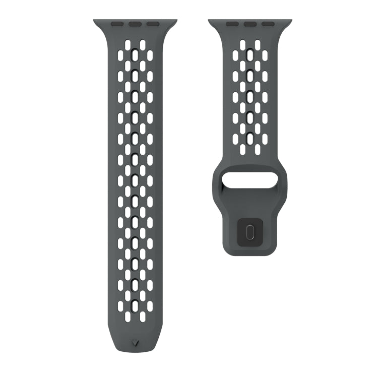 For Apple Watch 42mm Oval Holes Fluororubber Watch Band(Dark Grey) - Watch Bands by PMC Jewellery | Online Shopping South Africa | PMC Jewellery