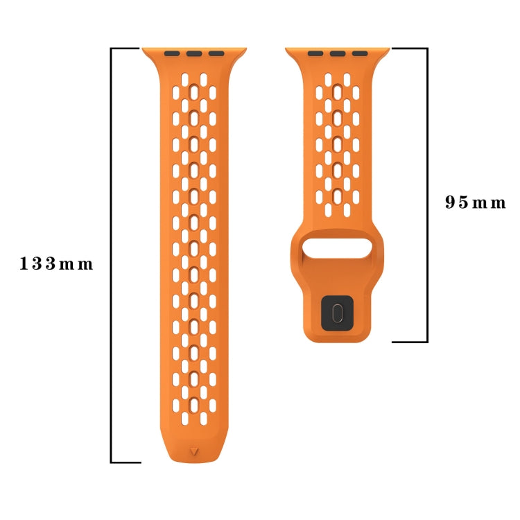 For Apple Watch SE 44mm Oval Holes Fluororubber Watch Band(Orange) - Watch Bands by PMC Jewellery | Online Shopping South Africa | PMC Jewellery