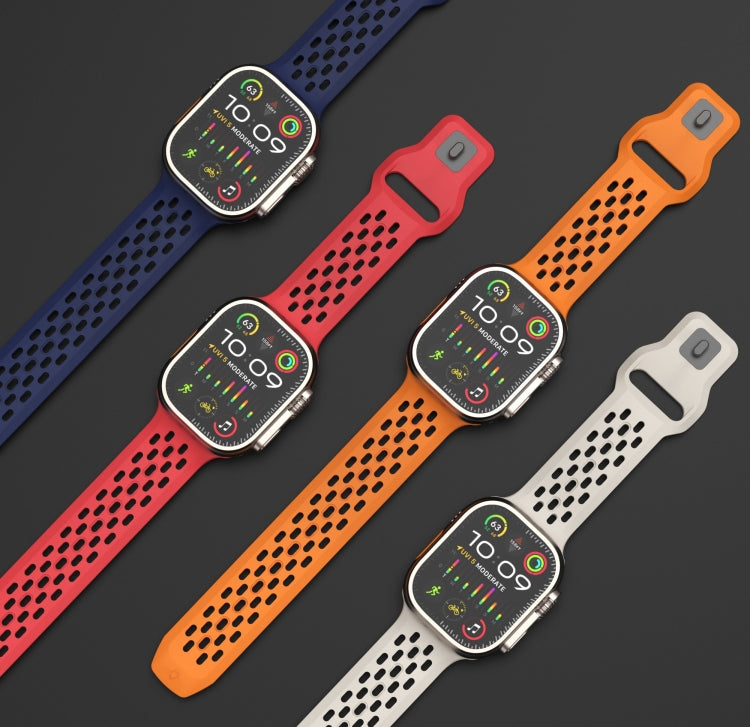 For Apple Watch Ultra 49mm Oval Holes Fluororubber Watch Band(Orange) - Watch Bands by PMC Jewellery | Online Shopping South Africa | PMC Jewellery