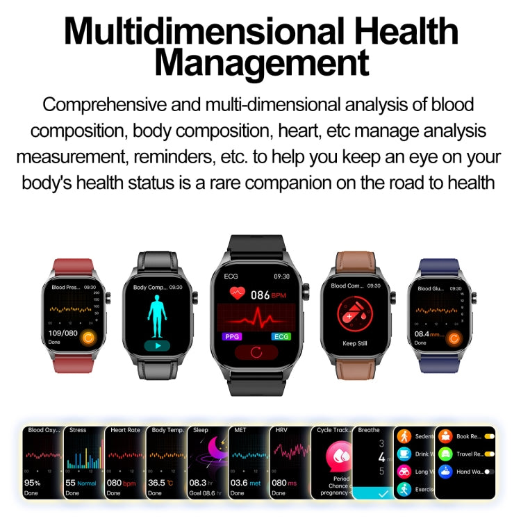 ET580 2.04 inch AMOLED Screen Sports Smart Watch Support Bluethooth Call /  ECG Function(Black Butterfly Buckle) - Smart Watches by PMC TechLife | Online Shopping South Africa | PMC TechLife
