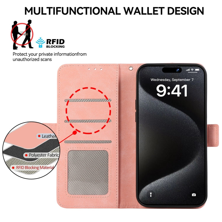 For iPhone 16 Plus ABEEL Frosted Magnetic RFID Leather Phone Case(Pink) - iPhone 16 Plus Cases by PMC TechLife | Online Shopping South Africa | PMC TechLife | Buy Now Pay Later Mobicred