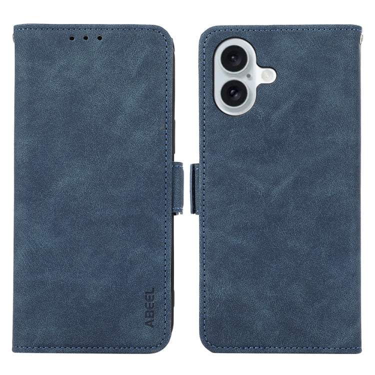 For iPhone 16 ABEEL Frosted Magnetic RFID Leather Phone Case(Blue) - iPhone 16 Cases by PMC Jewellery | Online Shopping South Africa | PMC Jewellery | Buy Now Pay Later Mobicred