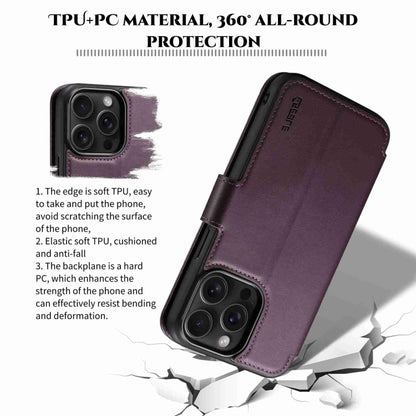 For iPhone 14 / 13 ESEBLE E1 Nappa Texture MagSafe Holder Leather Phone Case(Dark Purple) - iPhone 14 Cases by ESEBLE | Online Shopping South Africa | PMC Jewellery | Buy Now Pay Later Mobicred