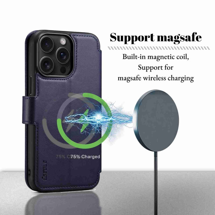 For iPhone 14 Pro ESEBLE E1 Nappa Texture MagSafe Holder Leather Phone Case(Dark Blue) - free shipping - PMC Jewellery - Order now!