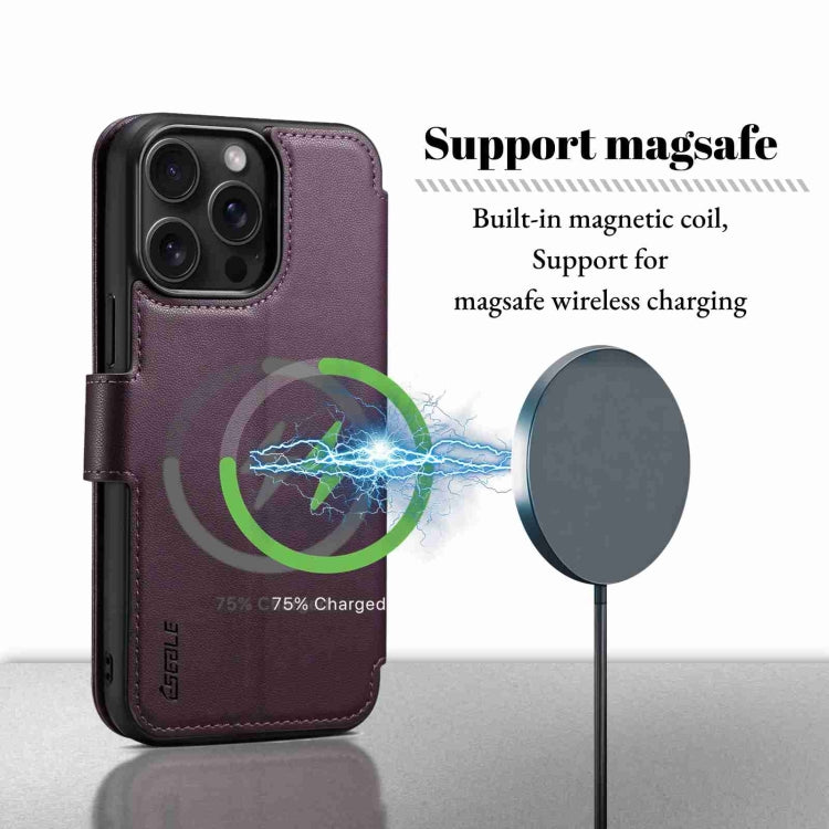 For iPhone 14 Pro ESEBLE E1 Nappa Texture MagSafe Holder Leather Phone Case(Dark Purple) - free shipping - PMC Jewellery - Order now!