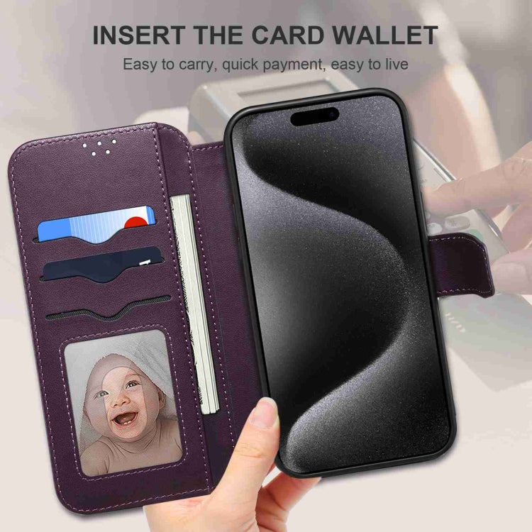 For iPhone 14 Pro ESEBLE E1 Nappa Texture MagSafe Holder Leather Phone Case(Dark Purple) - free shipping - PMC Jewellery - Order now!