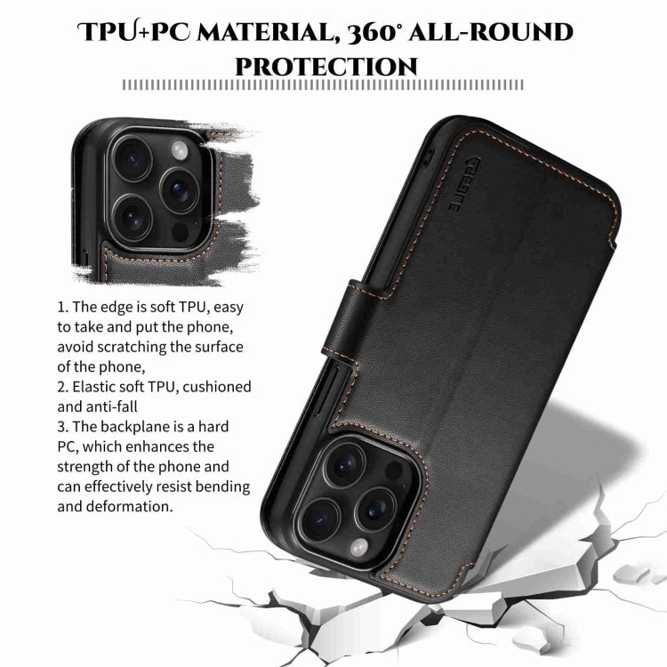 For iPhone 15 Pro Max ESEBLE E1 Nappa Texture MagSafe Holder Leather Phone Case(Black) - free shipping - PMC Jewellery - Order now!