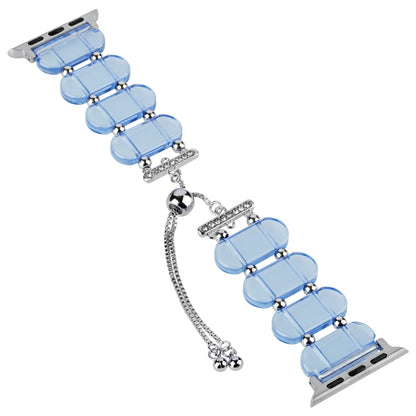 For Apple Watch SE 2023 44mm Resin Retractable Chain Watch Band(Blue) - Watch Bands by PMC Jewellery | Online Shopping South Africa | PMC Jewellery