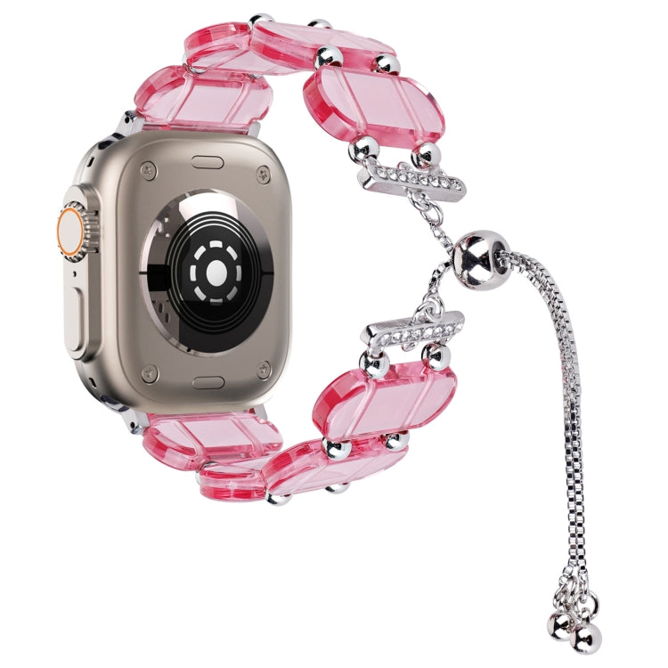 For Apple Watch Ultra 2 49mm Resin Retractable Chain Watch Band(Pink) - Watch Bands by PMC Jewellery | Online Shopping South Africa | PMC Jewellery