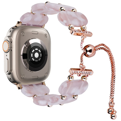 For Apple Watch Ultra 2 49mm Resin Retractable Chain Watch Band(Pink Flower) - Watch Bands by PMC Jewellery | Online Shopping South Africa | PMC Jewellery