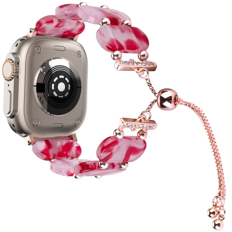 For Apple Watch Ultra 2 49mm Resin Retractable Chain Watch Band(Rose Red) - Watch Bands by PMC Jewellery | Online Shopping South Africa | PMC Jewellery