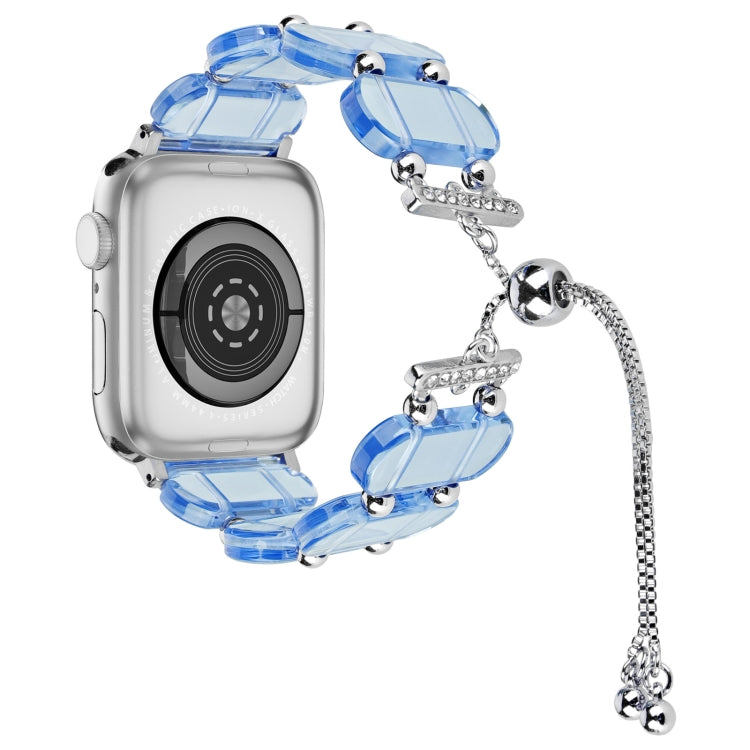 For Apple Watch Series 9 45mm Resin Retractable Chain Watch Band(Blue) - Watch Bands by PMC TechLife | Online Shopping South Africa | PMC TechLife