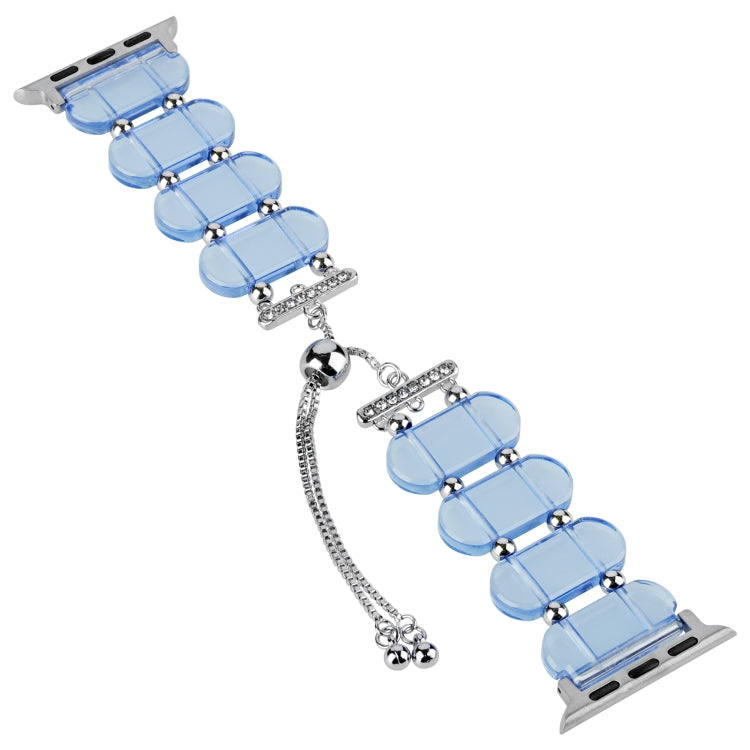For Apple Watch Series 9 45mm Resin Retractable Chain Watch Band(Blue) - Watch Bands by PMC TechLife | Online Shopping South Africa | PMC TechLife