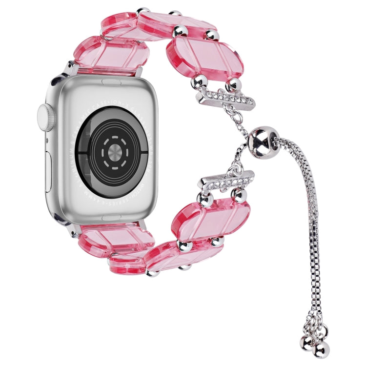 For Apple Watch Series 9 41mm Resin Retractable Chain Watch Band(Pink) - Watch Bands by PMC TechLife | Online Shopping South Africa | PMC TechLife