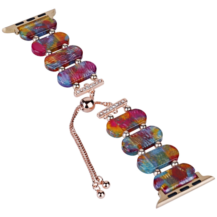 For Apple Watch Ultra 49mm Resin Retractable Chain Watch Band(Pearlescent Rainbow) - Watch Bands by PMC TechLife | Online Shopping South Africa | PMC TechLife