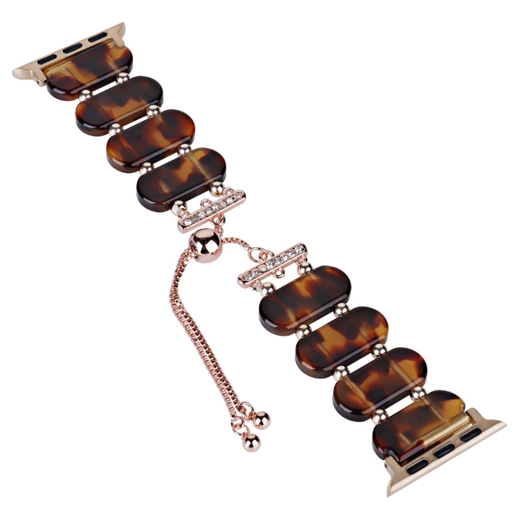 For Apple Watch Series 8 41mm Resin Retractable Chain Watch Band(Tortoiseshell) - Watch Bands by PMC Jewellery | Online Shopping South Africa | PMC Jewellery