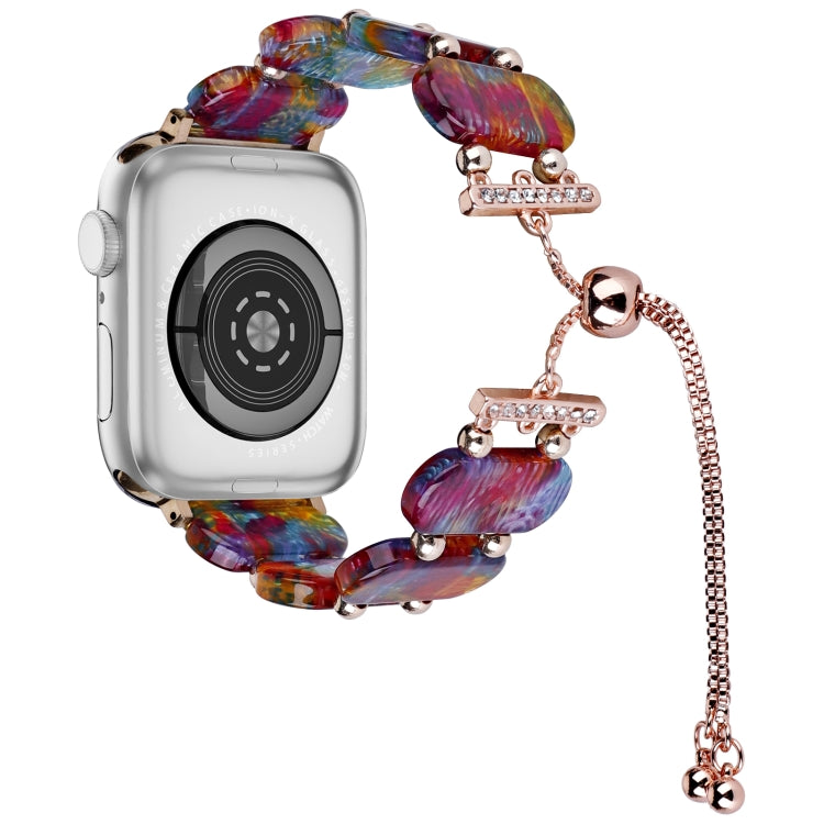 For Apple Watch Series 8 41mm Resin Retractable Chain Watch Band(Pearlescent Rainbow) - free shipping - PMC TechLife - Order now!