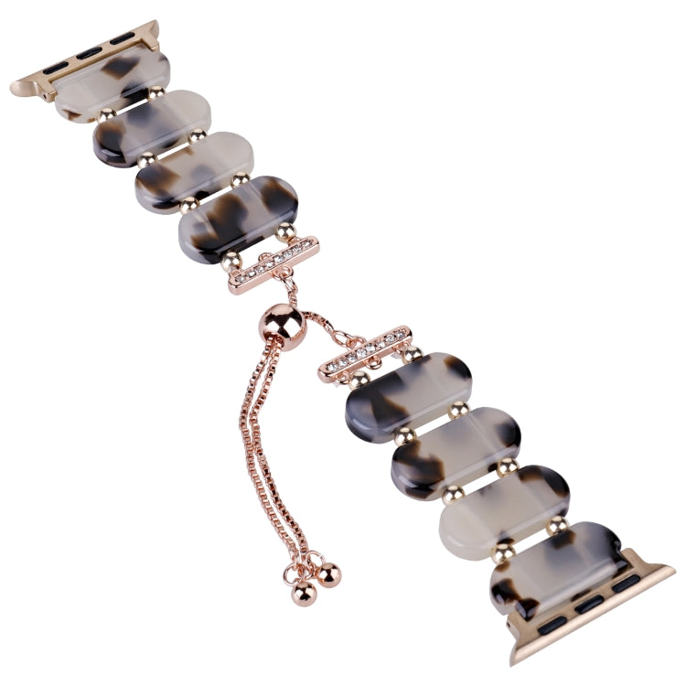 For Apple Watch Series 8 45mm Resin Retractable Chain Watch Band(Brown White) - free shipping - PMC TechLife - Order now!