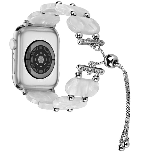 For Apple Watch SE 2022 40mm Resin Retractable Chain Watch Band(Pearl White) - Watch Bands by PMC Jewellery | Online Shopping South Africa | PMC Jewellery