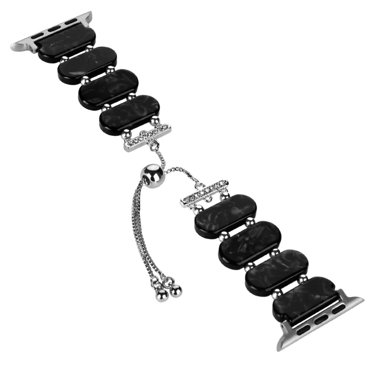For Apple Watch SE 40mm Resin Retractable Chain Watch Band(Black Flower) - Watch Bands by PMC TechLife | Online Shopping South Africa | PMC TechLife