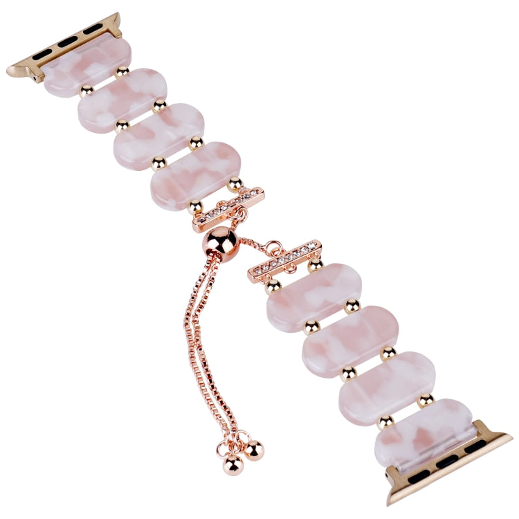 For Apple Watch SE 40mm Resin Retractable Chain Watch Band(Pink Flower) - Watch Bands by PMC TechLife | Online Shopping South Africa | PMC TechLife