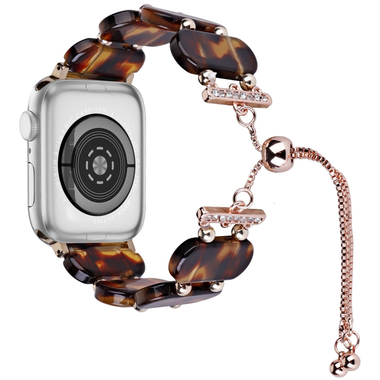 For Apple Watch SE 40mm Resin Retractable Chain Watch Band(Tortoiseshell) - Watch Bands by PMC TechLife | Online Shopping South Africa | PMC TechLife