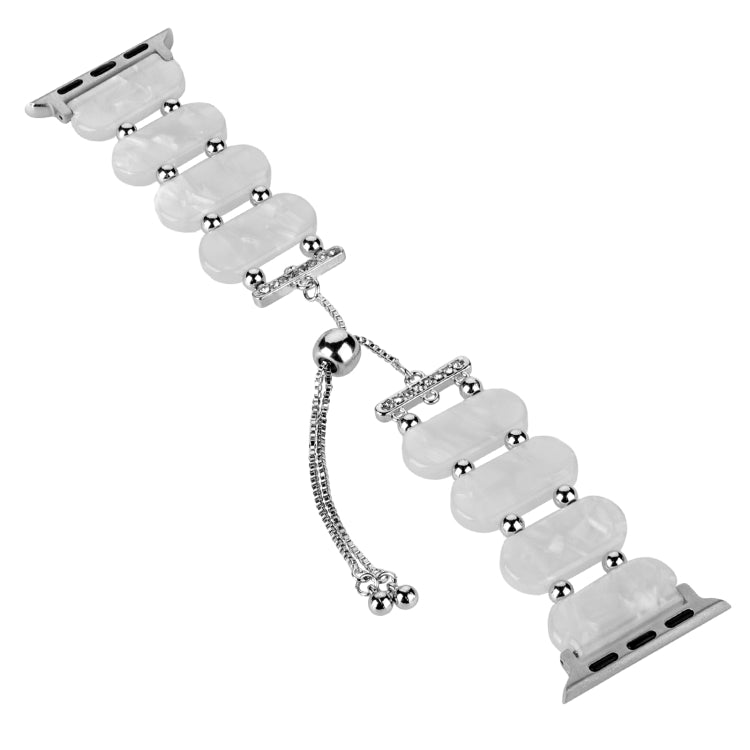 For Apple Watch SE 44mm Resin Retractable Chain Watch Band(Pearl White) - Watch Bands by PMC TechLife | Online Shopping South Africa | PMC TechLife