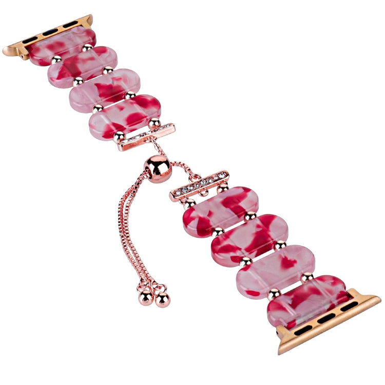 For Apple Watch SE 44mm Resin Retractable Chain Watch Band(Rose Red) - Watch Bands by PMC TechLife | Online Shopping South Africa | PMC TechLife