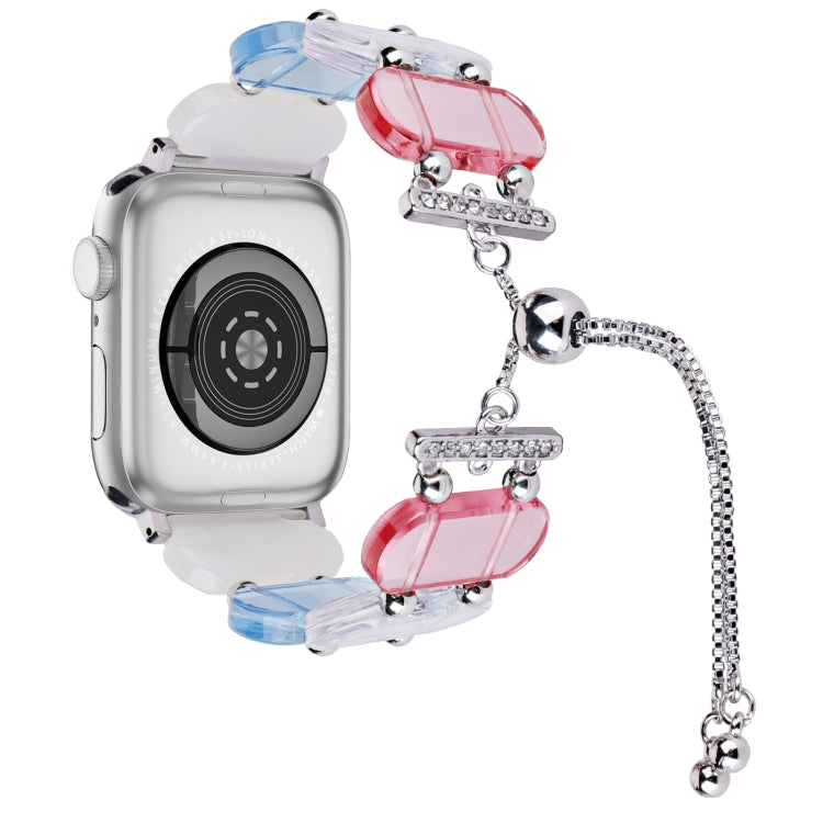 For Apple Watch Series 4 44mm Resin Retractable Chain Watch Band(Ice Blue) - Watch Bands by PMC TechLife | Online Shopping South Africa | PMC TechLife