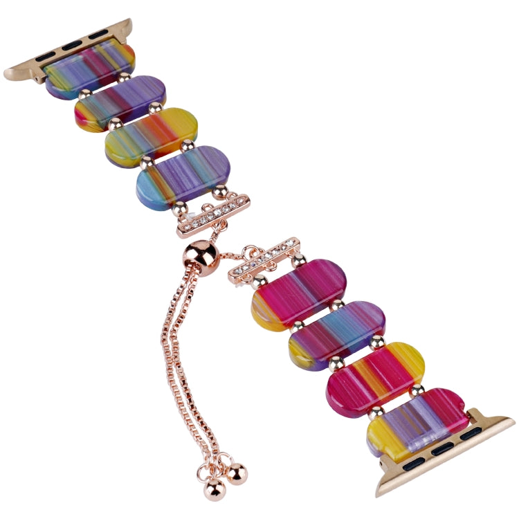 For Apple Watch Series 2 42mm Resin Retractable Chain Watch Band(Rainbow) - Watch Bands by PMC TechLife | Online Shopping South Africa | PMC TechLife