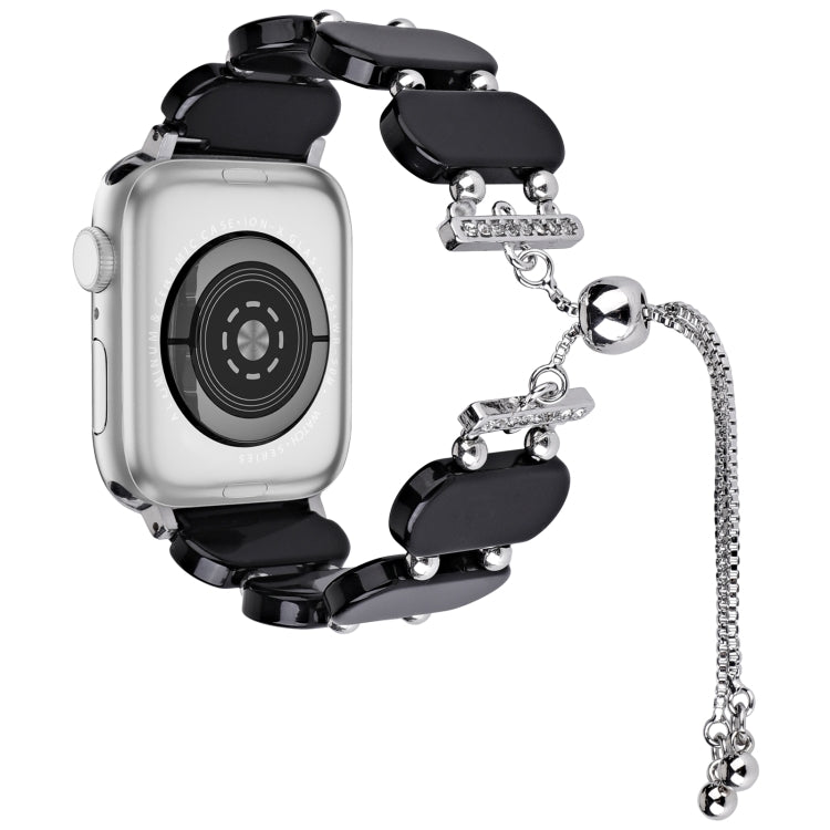 For Apple Watch Series 2 38mm Resin Retractable Chain Watch Band(Black) - Watch Bands by PMC TechLife | Online Shopping South Africa | PMC TechLife