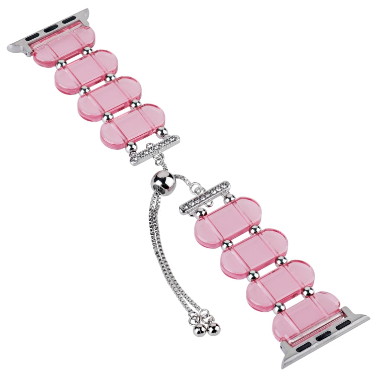 For Apple Watch 42mm Resin Retractable Chain Watch Band(Pink) - Watch Bands by PMC TechLife | Online Shopping South Africa | PMC TechLife