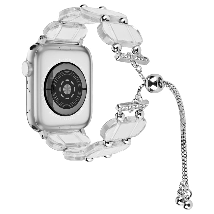 For Apple Watch 42mm Resin Retractable Chain Watch Band(Transparent) - Watch Bands by PMC Jewellery | Online Shopping South Africa | PMC Jewellery