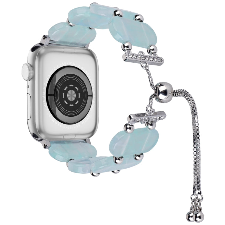 For Apple Watch 42mm Resin Retractable Chain Watch Band(Ice Blue) - Watch Bands by PMC TechLife | Online Shopping South Africa | PMC TechLife