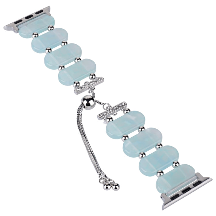 For Apple Watch 42mm Resin Retractable Chain Watch Band(Ice Blue) - Watch Bands by PMC TechLife | Online Shopping South Africa | PMC TechLife