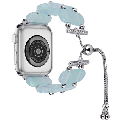 For Apple Watch 38mm Resin Retractable Chain Watch Band(Ice Blue) - Watch Bands by PMC Jewellery | Online Shopping South Africa | PMC Jewellery