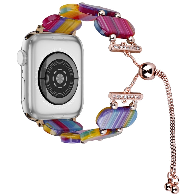 For Apple Watch 38mm Resin Retractable Chain Watch Band(Rainbow) - free shipping - PMC TechLife - Order now!