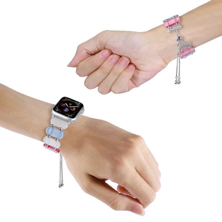 For Apple Watch Series 9 41mm Resin Retractable Chain Watch Band(Pink) - Watch Bands by PMC Jewellery | Online Shopping South Africa | PMC Jewellery