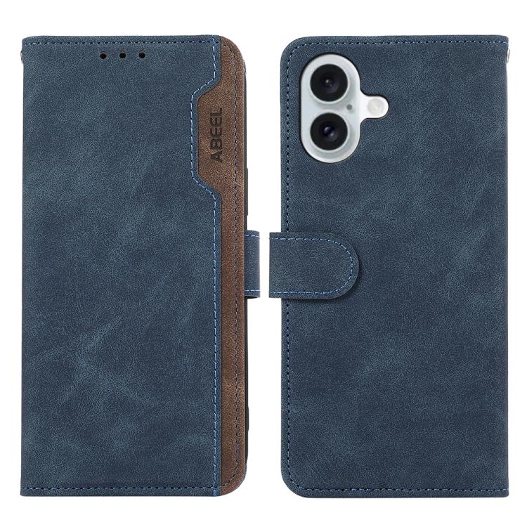 For iPhone 17 ABEEL Color Block Magnetic RFID Leather Phone Case(Blue-Brown) - free shipping - PMc TechLife - Order now!