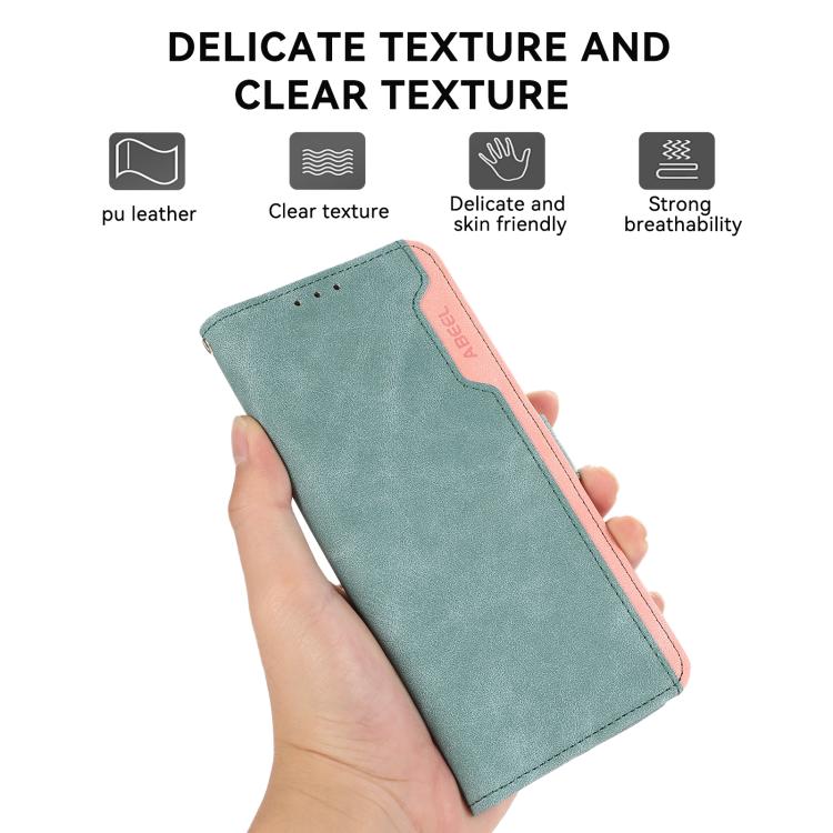 For iPhone 17 Pro ABEEL Color Block Magnetic RFID Leather Phone Case(Cyan-Pink) - free shipping - PMc TechLife - Order now!