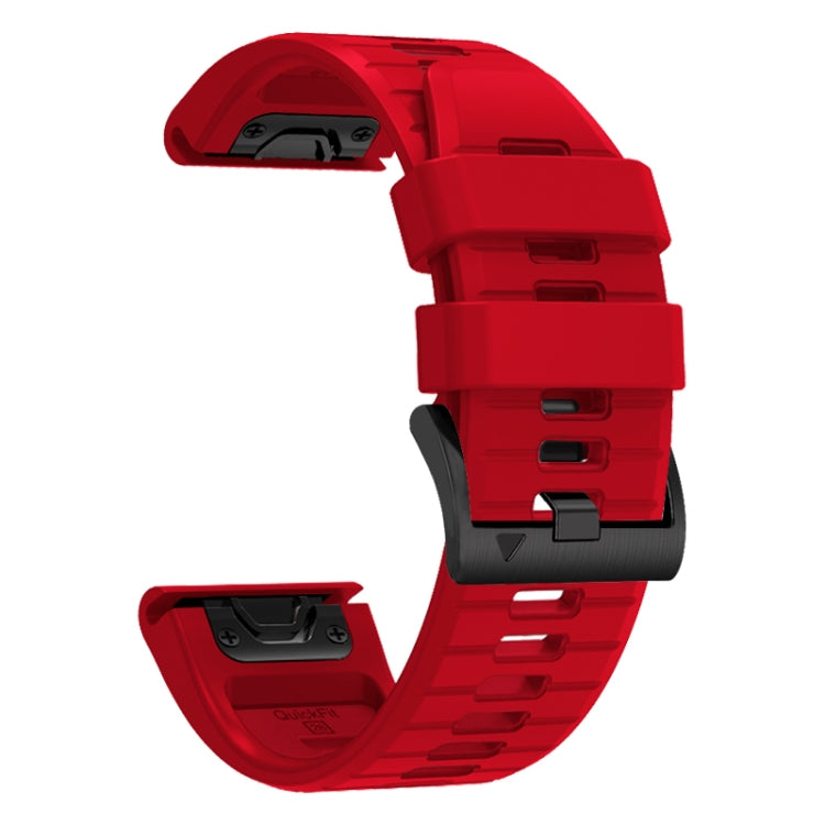 For Garmin Fenix 7 Pro 22mm Solid Color Steel Buckle Silicone Quick Release Watch Band(Red) - Watch Bands by PMC Jewellery | Online Shopping South Africa | PMC Jewellery