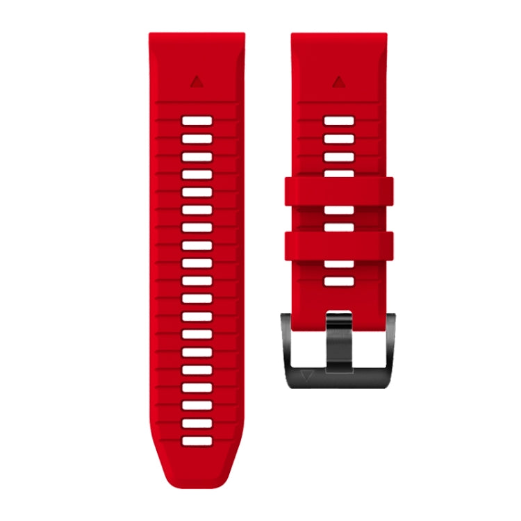 For Garmin Fenix 7 Pro 22mm Solid Color Steel Buckle Silicone Quick Release Watch Band(Red) - Watch Bands by PMC Jewellery | Online Shopping South Africa | PMC Jewellery