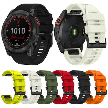 For Garmin Fenix 7 Pro 22mm Solid Color Steel Buckle Silicone Quick Release Watch Band(Lime Green) - Watch Bands by PMC Jewellery | Online Shopping South Africa | PMC Jewellery